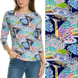 J. McLaughlin Paisley Peacock Women's Blouse Size Medium